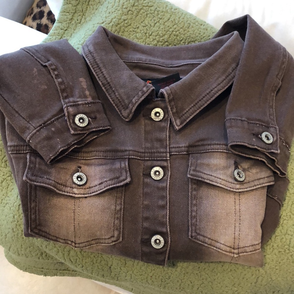 🤎De-Fuze Jeans Distressed Denim Cotton/Spandex Vintage 1990’s Crop Jacket